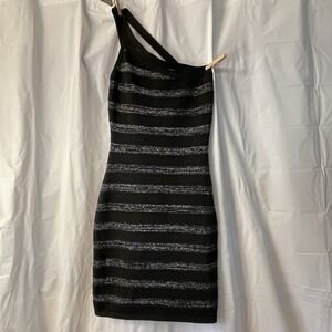 Foreign Exchange Women One Shoulder Bandage Bodycon Shimmer Mini Dress Sz Small